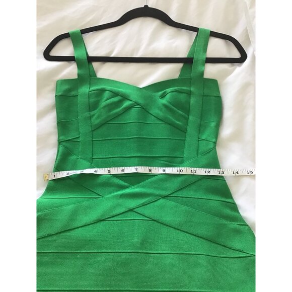 TOXIC ENVY BOUTIQUE-- WOMENS GREEN THICK STRETCHY MIDI BANDAGE DRESS SIZE LARGE - Picture 9 of 9